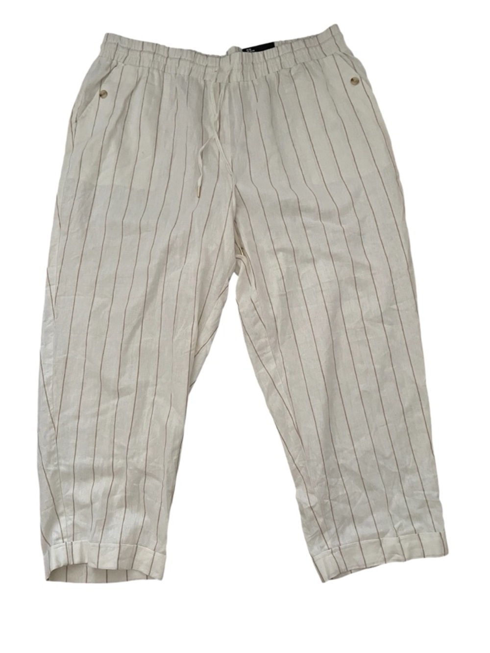Jones New York Linen Blend Crop Pants Color Ivory Size 2X